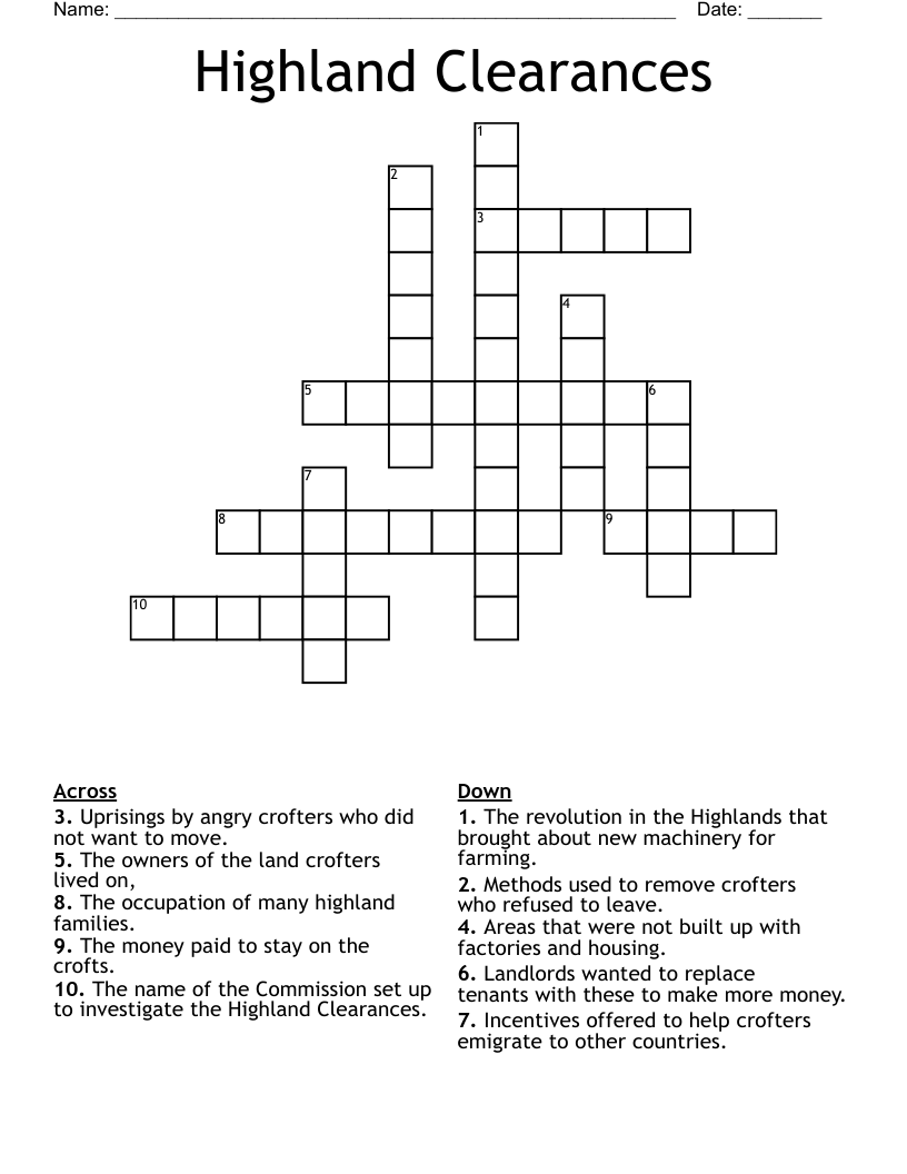 Highland Clearances Crossword
