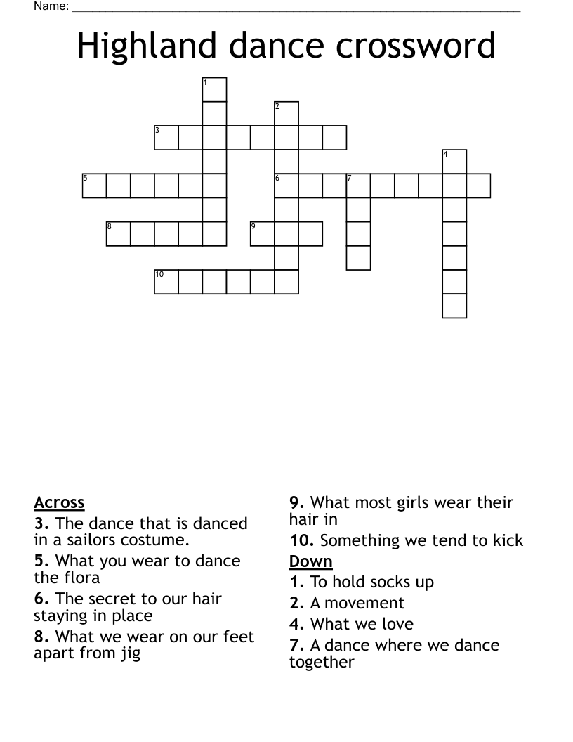 Highland dance crossword