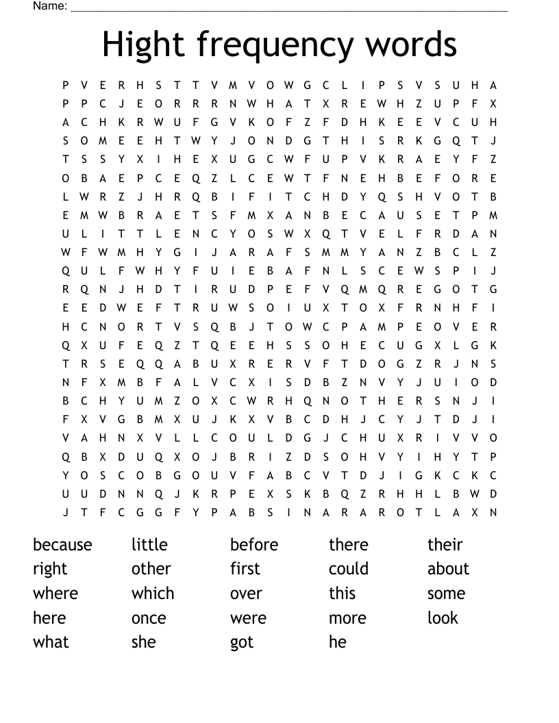 Hight frequency words  Word Search
