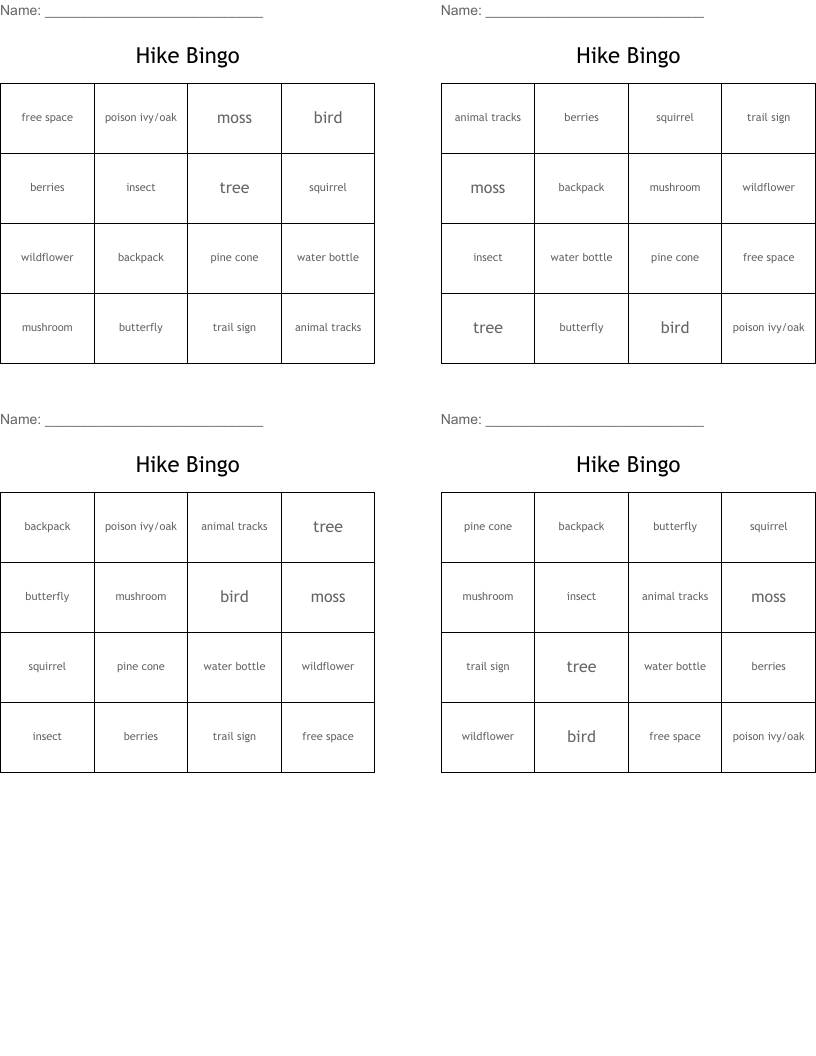 Hike Bingo 