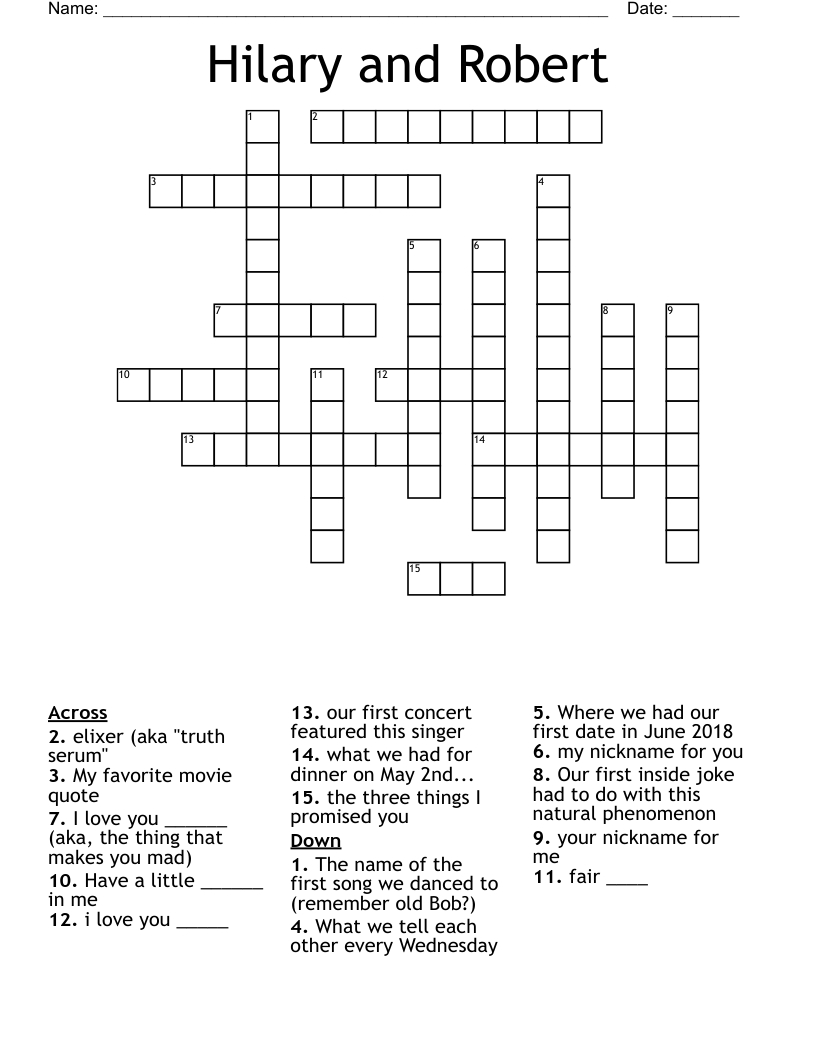Hilary and Robert Crossword