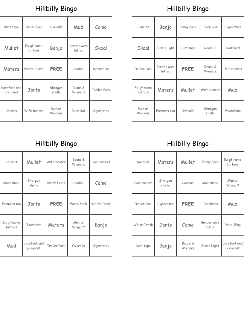 Hillbilly Bingo