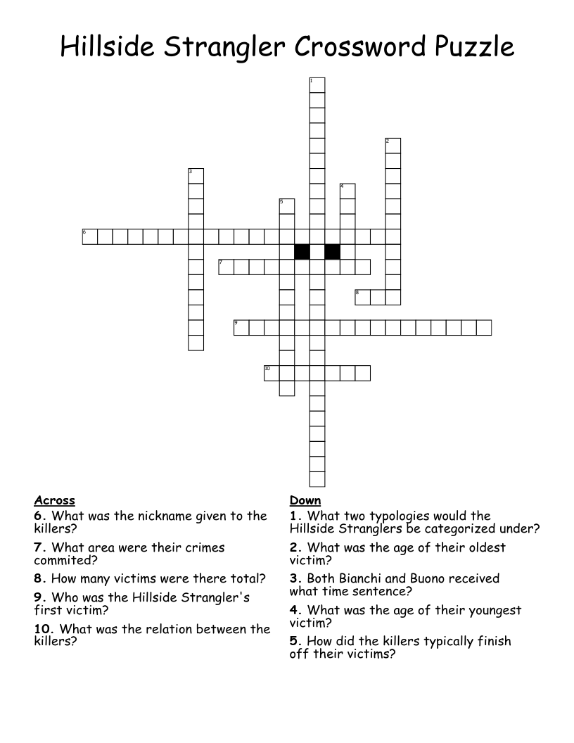 Hillside Strangler Crossword Puzzle