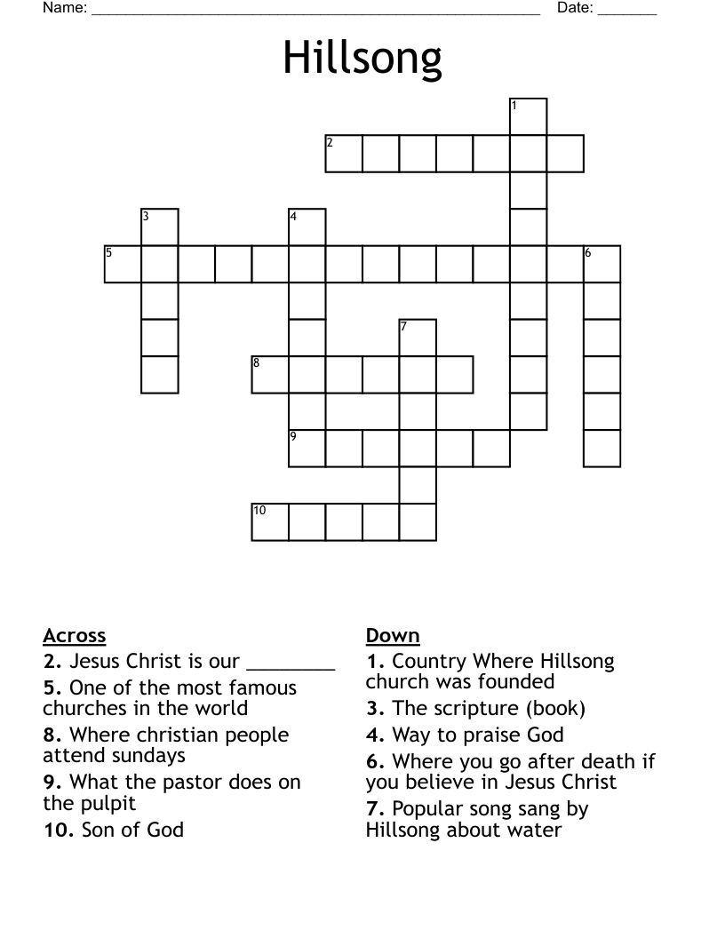 Hillsong Crossword