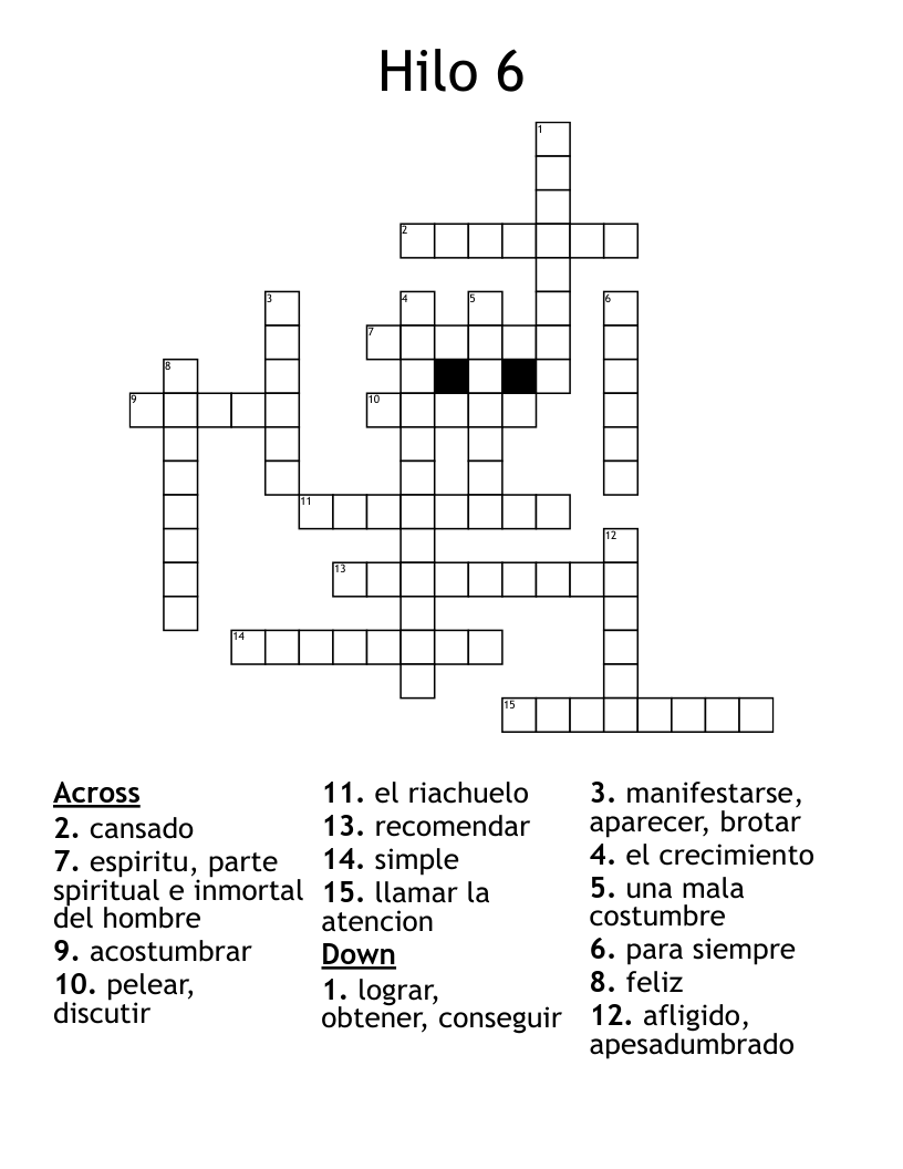 Hilo 6 Crossword