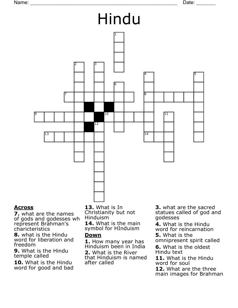 Hindu Crossword