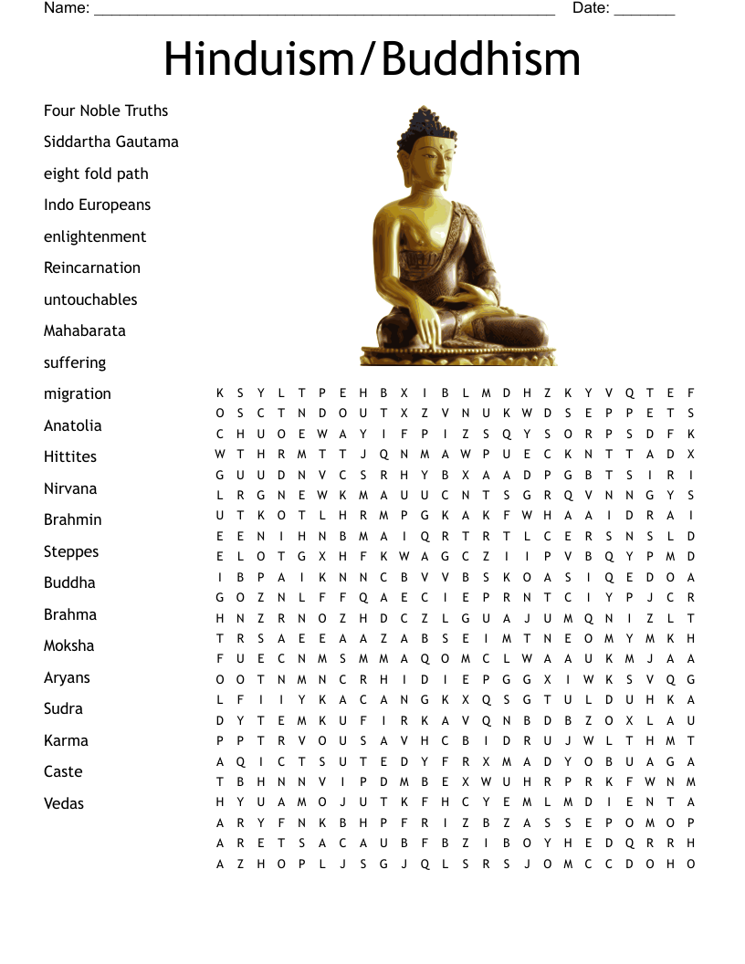 Hinduism/Buddhism Word Search