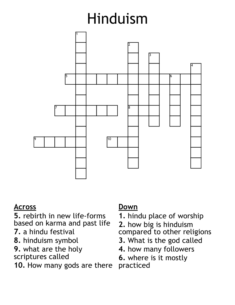 Hinduism Crossword