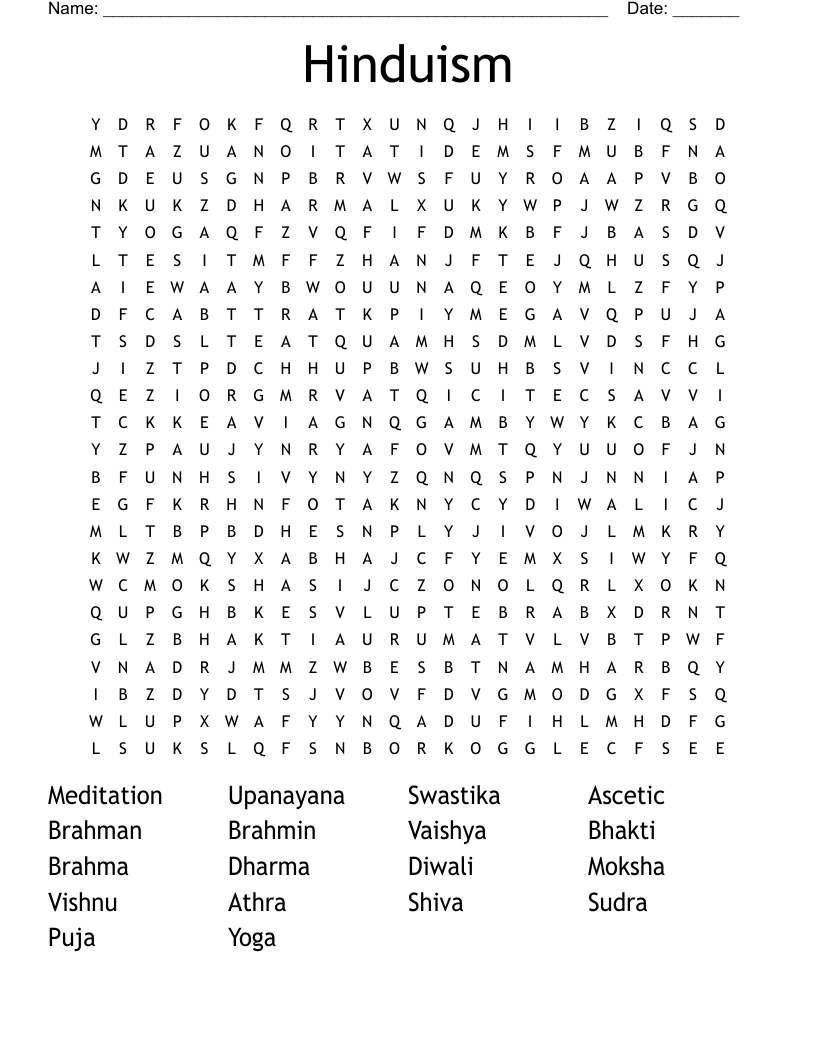 Hinduism Word Search