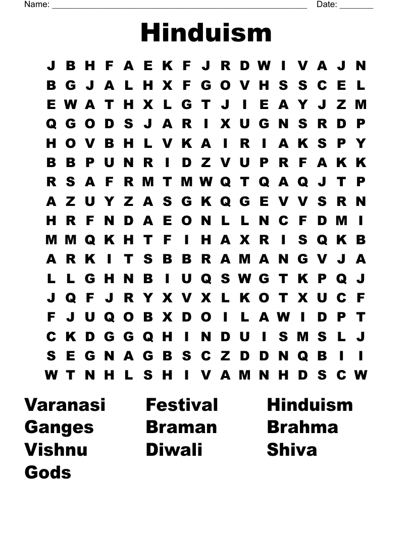 Hinduism Word Search