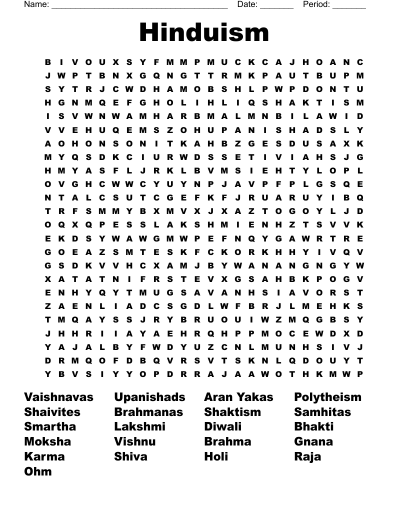 Hinduism  Word Search