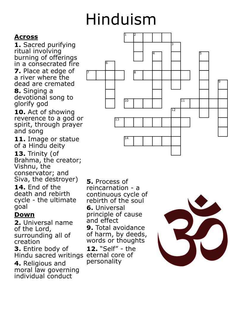 Hinduism  Crossword