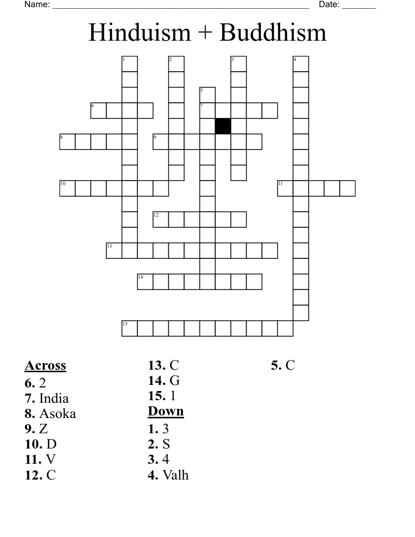 Hinduism + Buddhism  Crossword