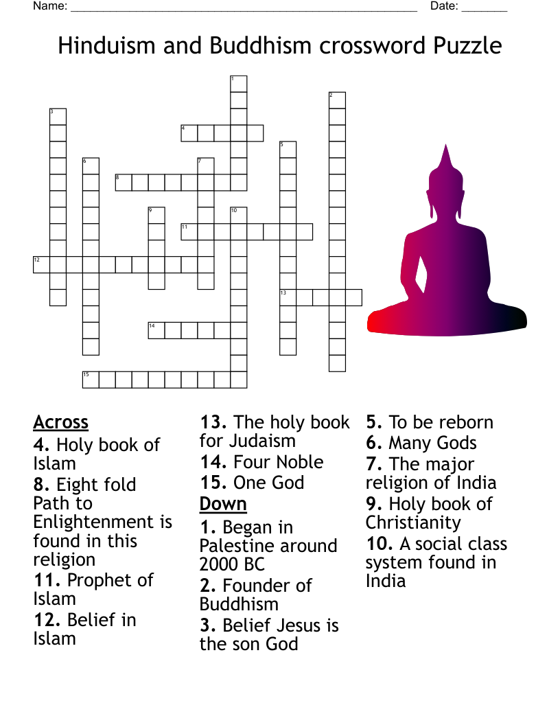 Hinduism and Buddhism crossword Puzzle