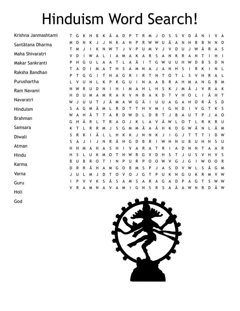 Hinduism Word Search!