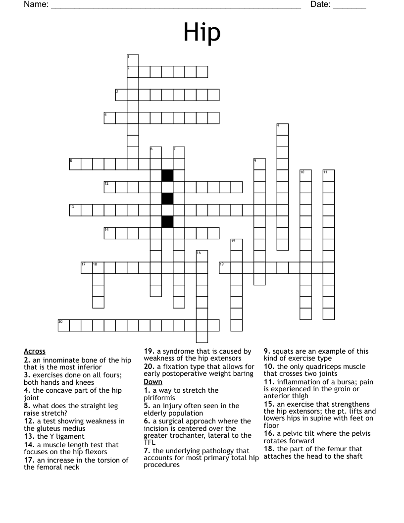 Hip Crossword