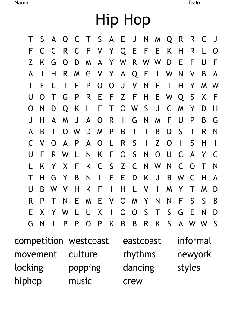 Hip Hop Word Search