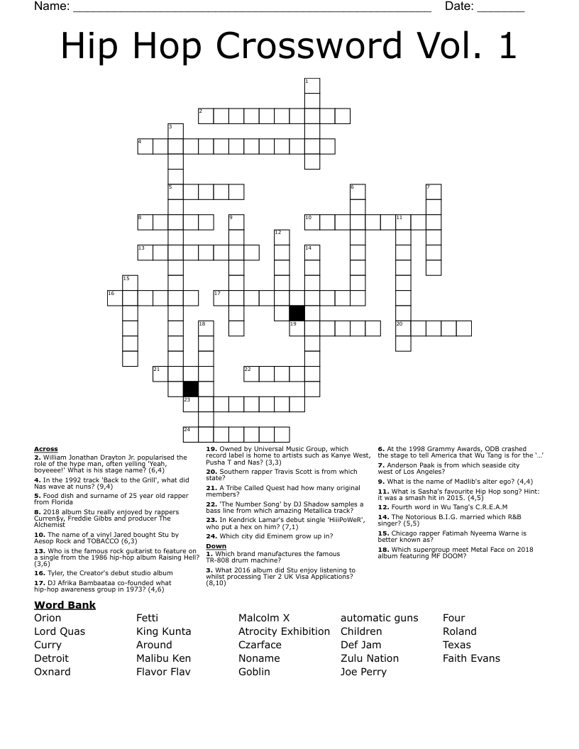 Hip Hop Crossword Vol. 1
