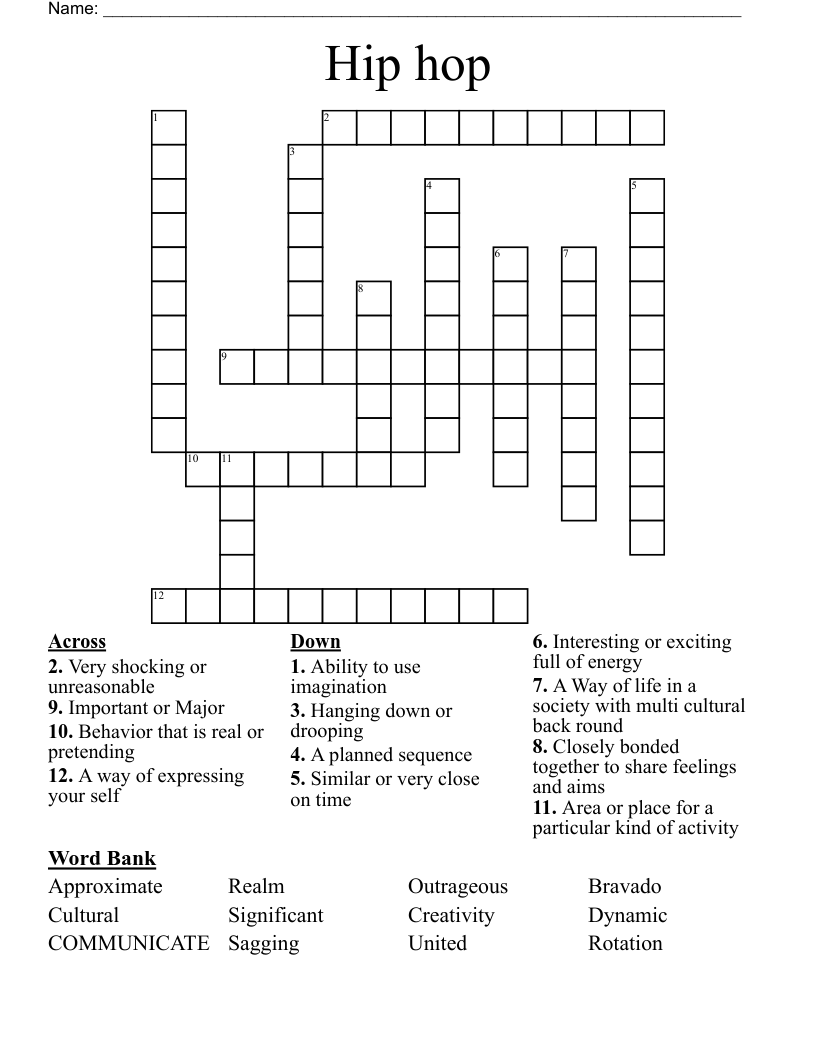 Hip hop  Crossword