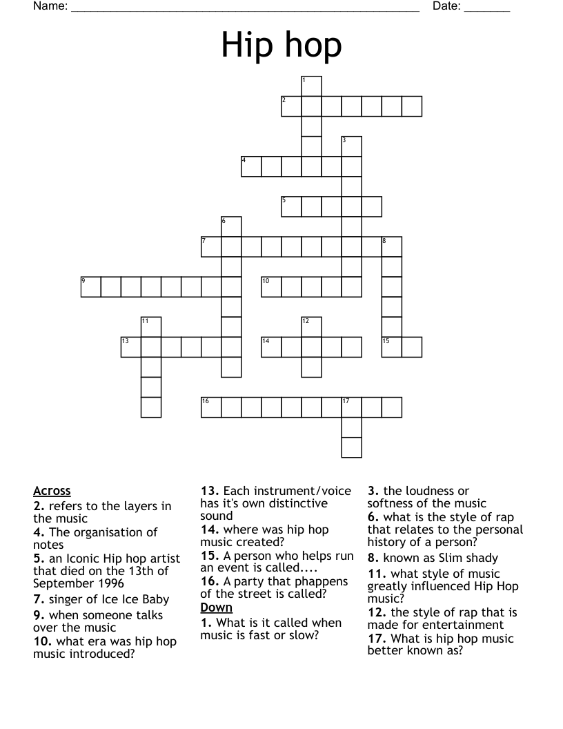 Hip hop  Crossword