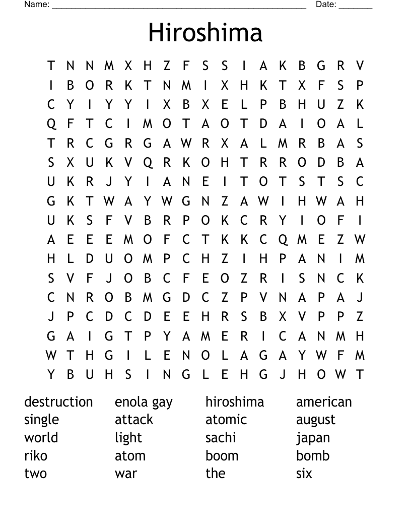Hiroshima Word Search