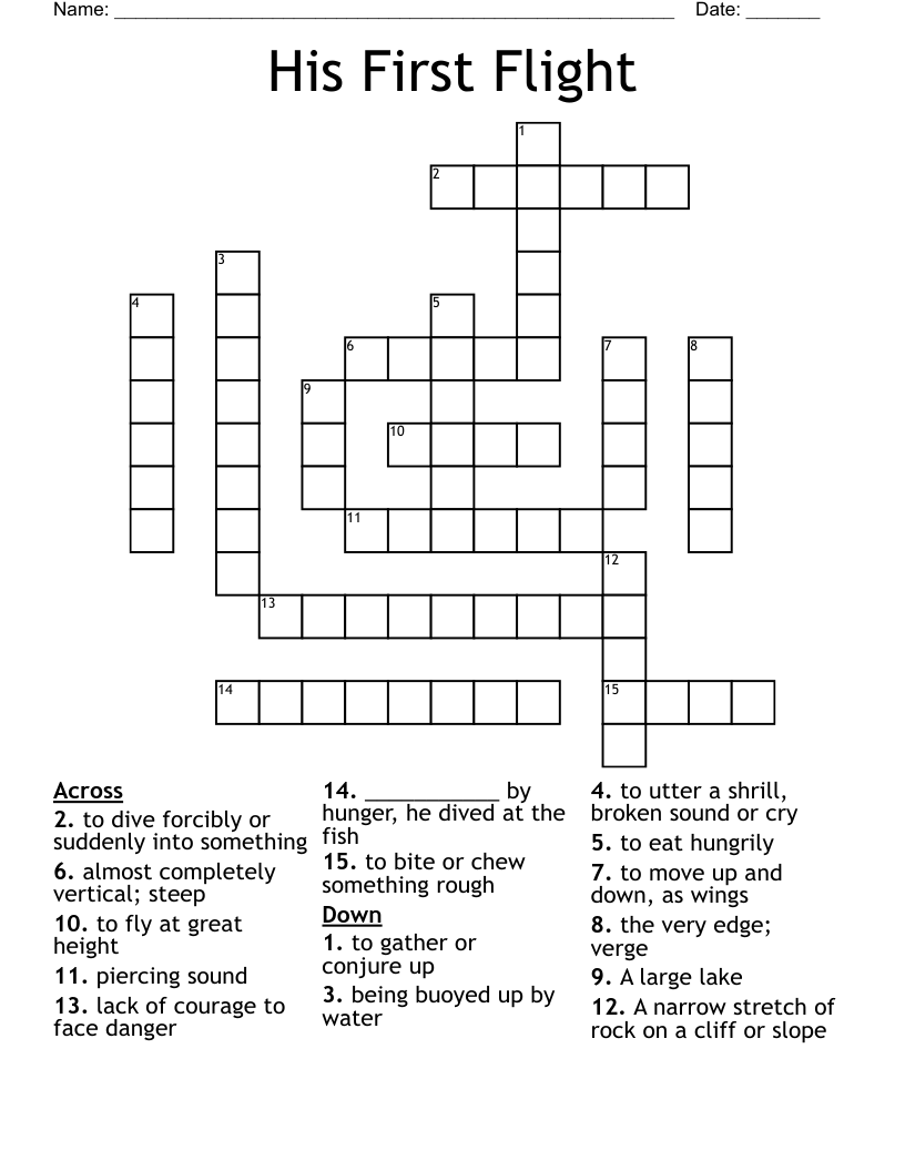 His First Flight  Crossword