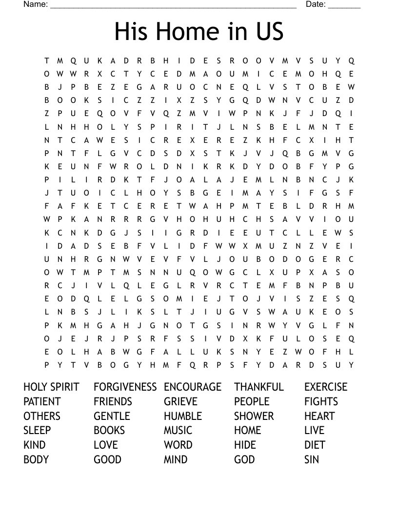 His Home in US Word Search