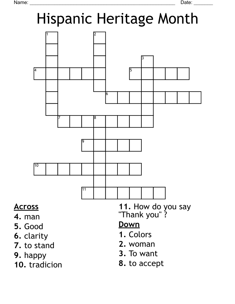 Hispanic Heritage Month  Crossword