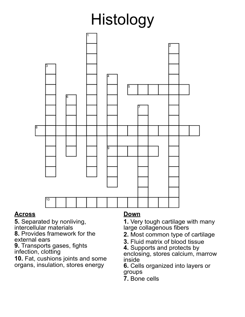 Histology Crossword