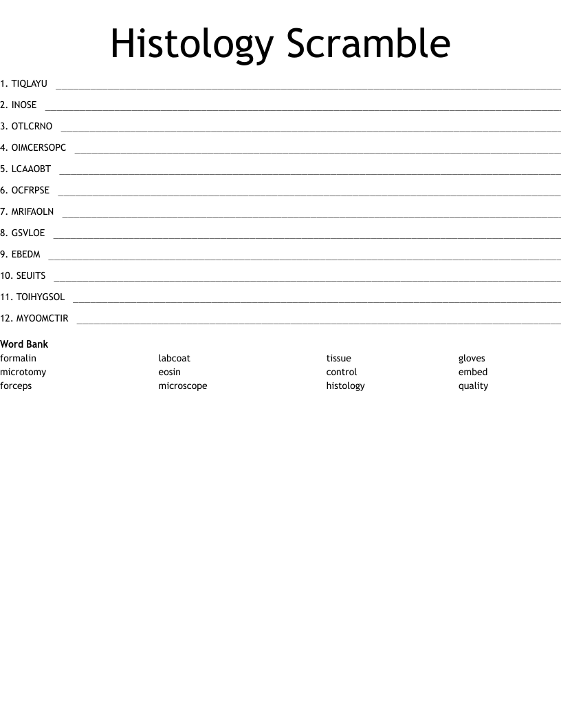 Histology Scramble