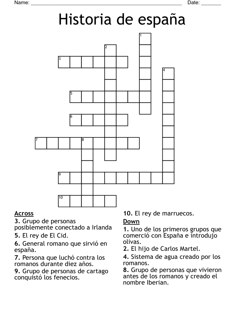 Historia de españa Crossword