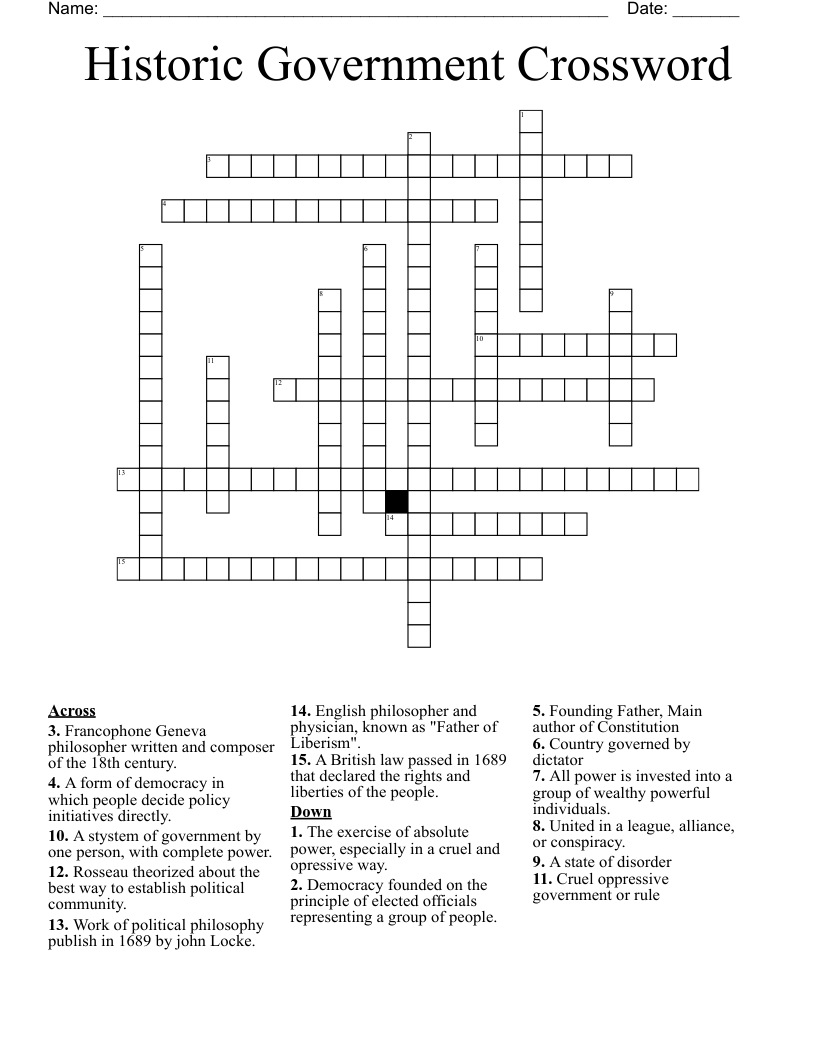Historic Government Crossword