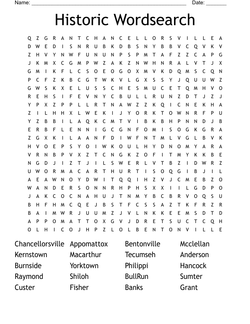 Historic Wordsearch