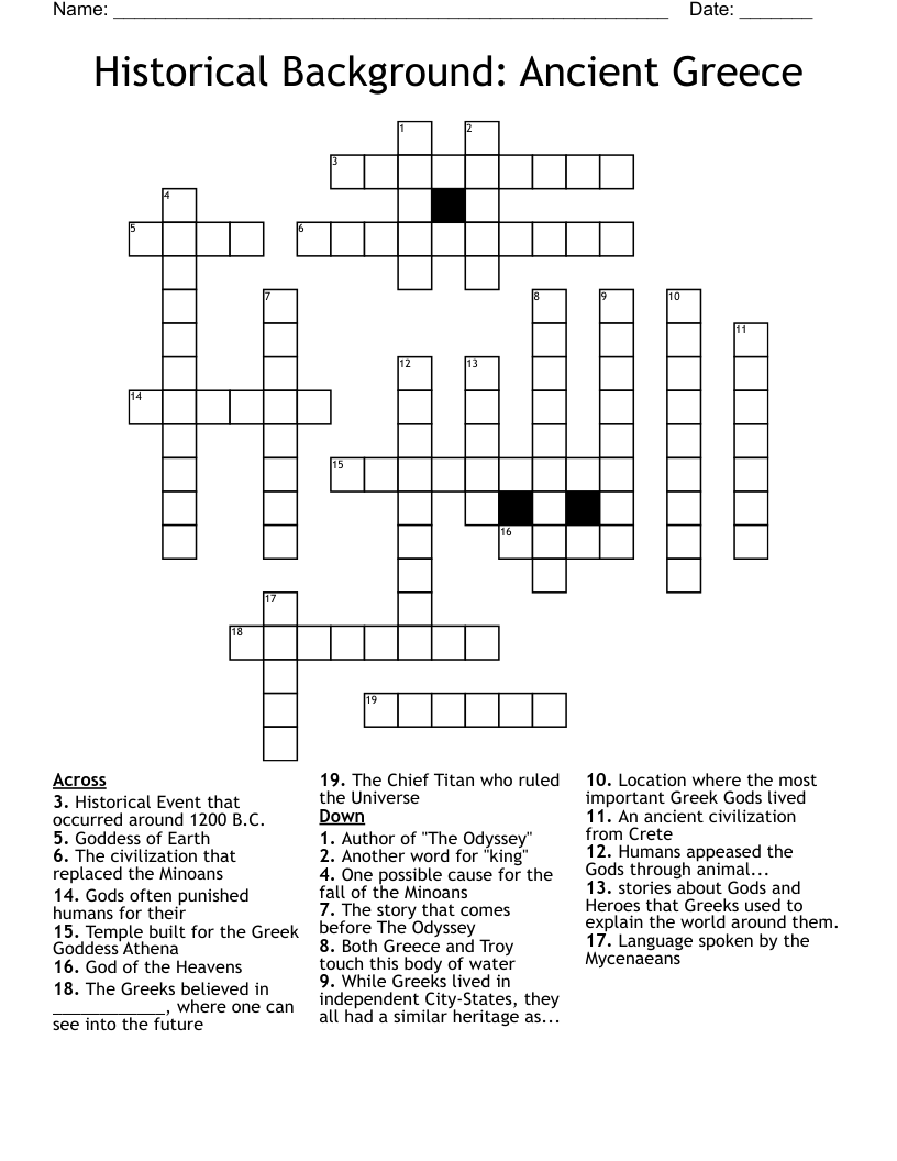 Historical Background: Ancient Greece Crossword