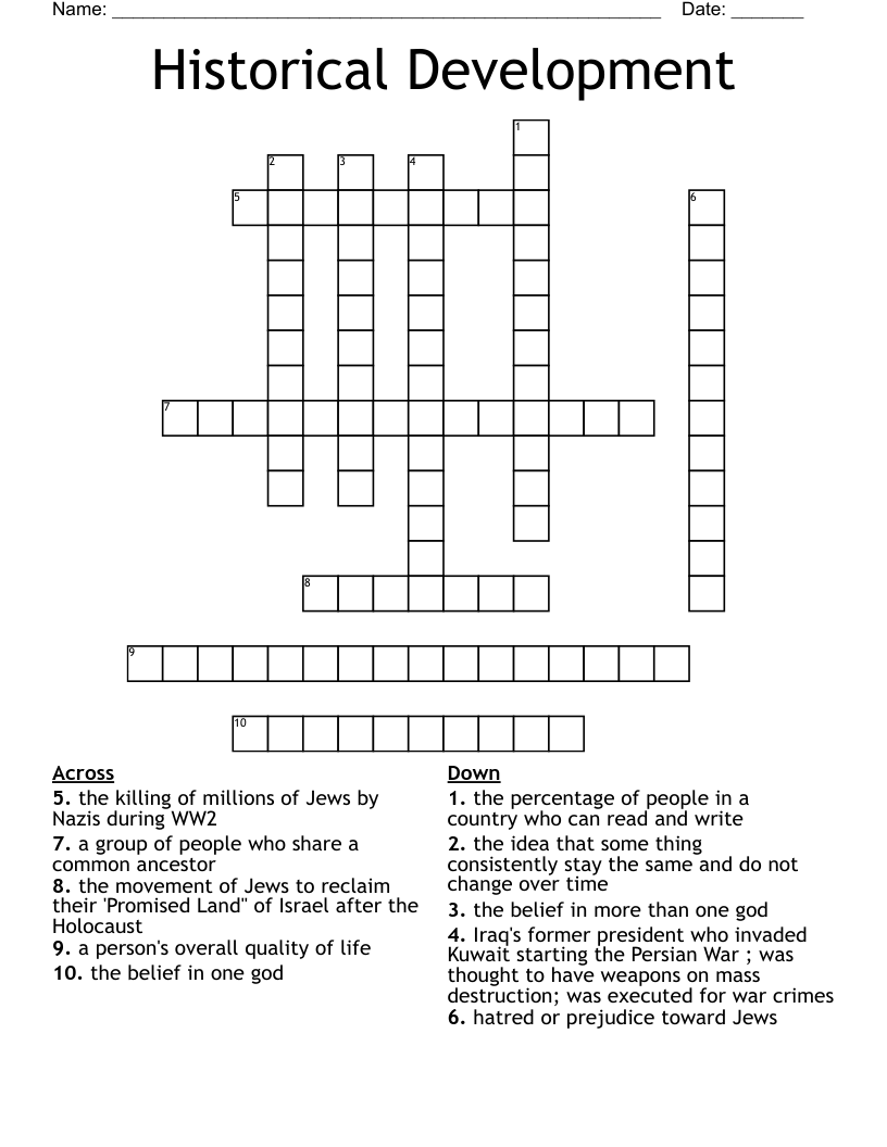 Historical Development Crossword