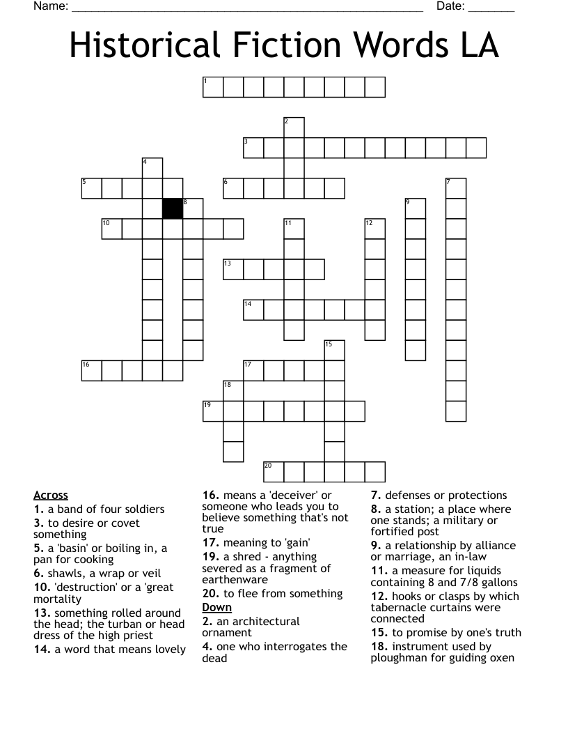 Historical Fiction Words LA Crossword