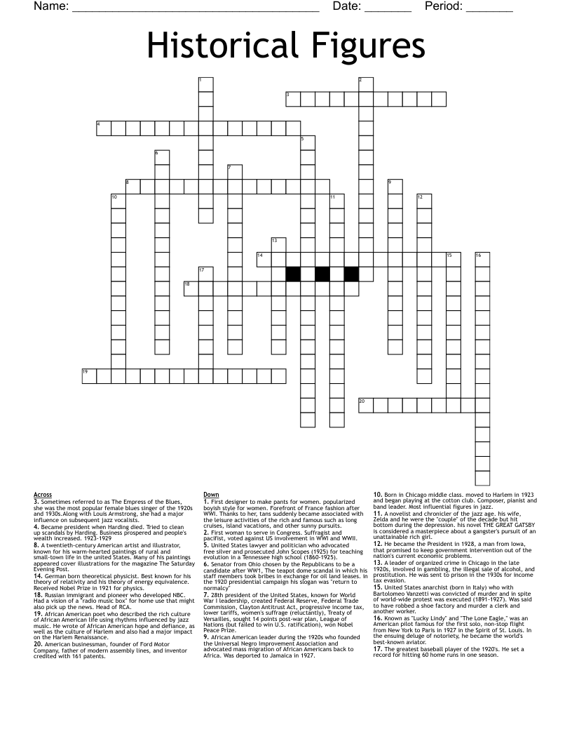 Historical Figures Crossword