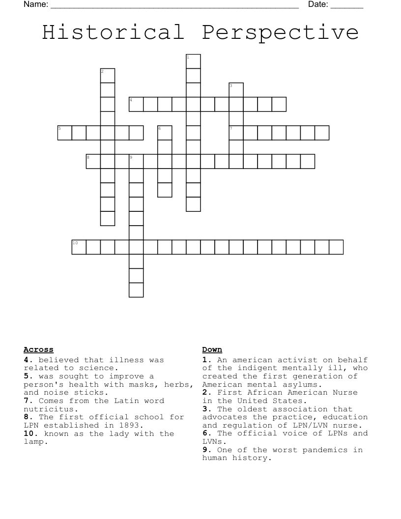 Historical Perspective Crossword