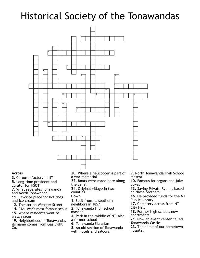Historical Society of the Tonawandas Crossword