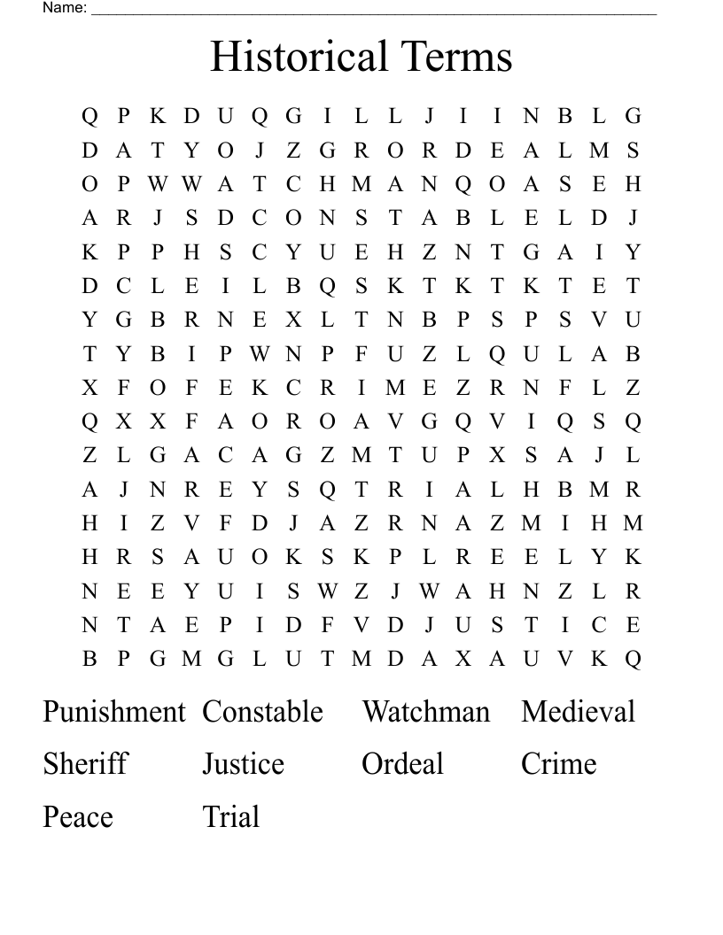 Historical Terms Word Search