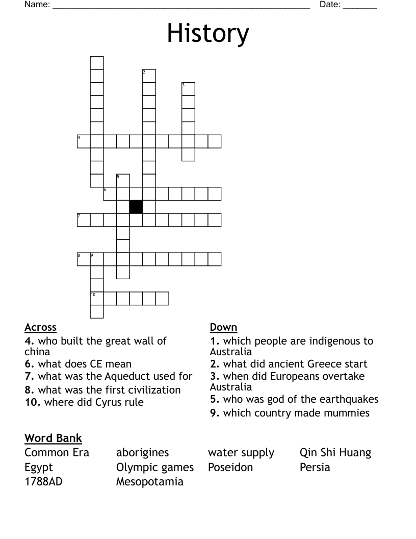 History Crossword