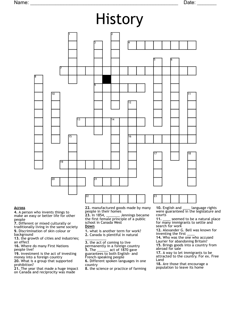 History Crossword