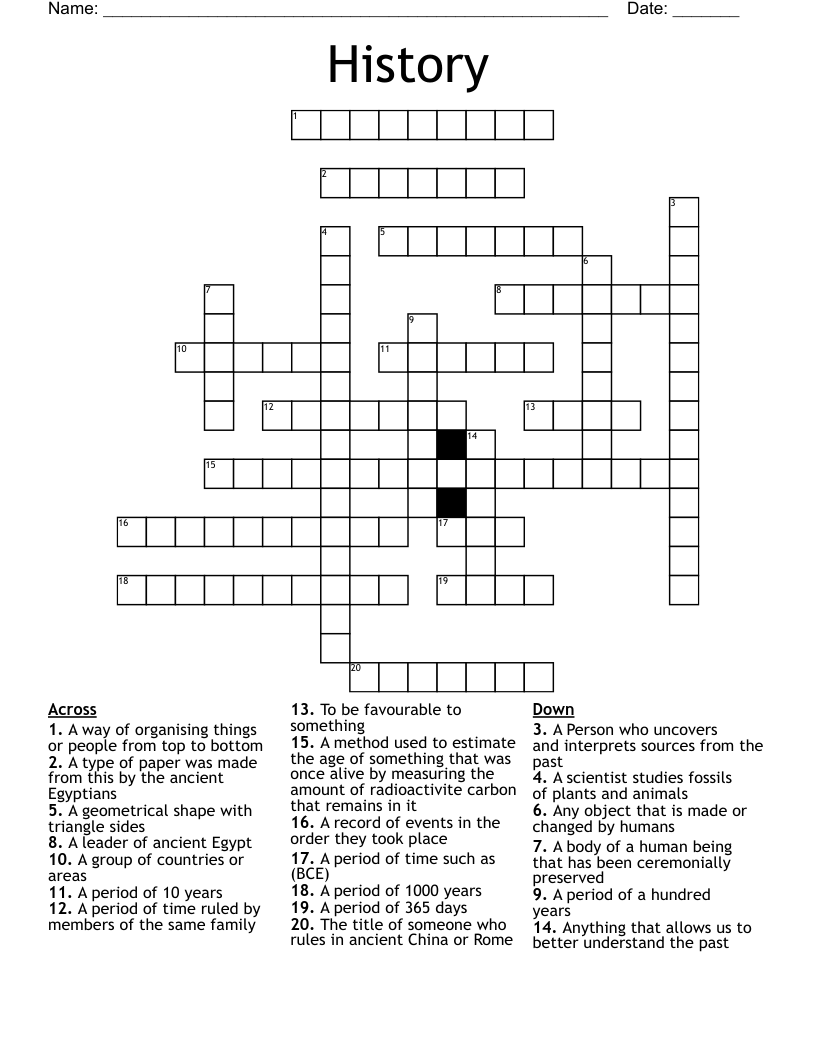History Crossword
