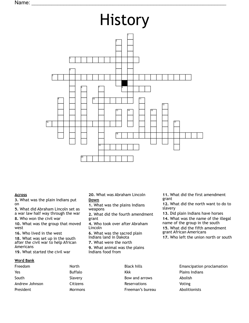 History Crossword
