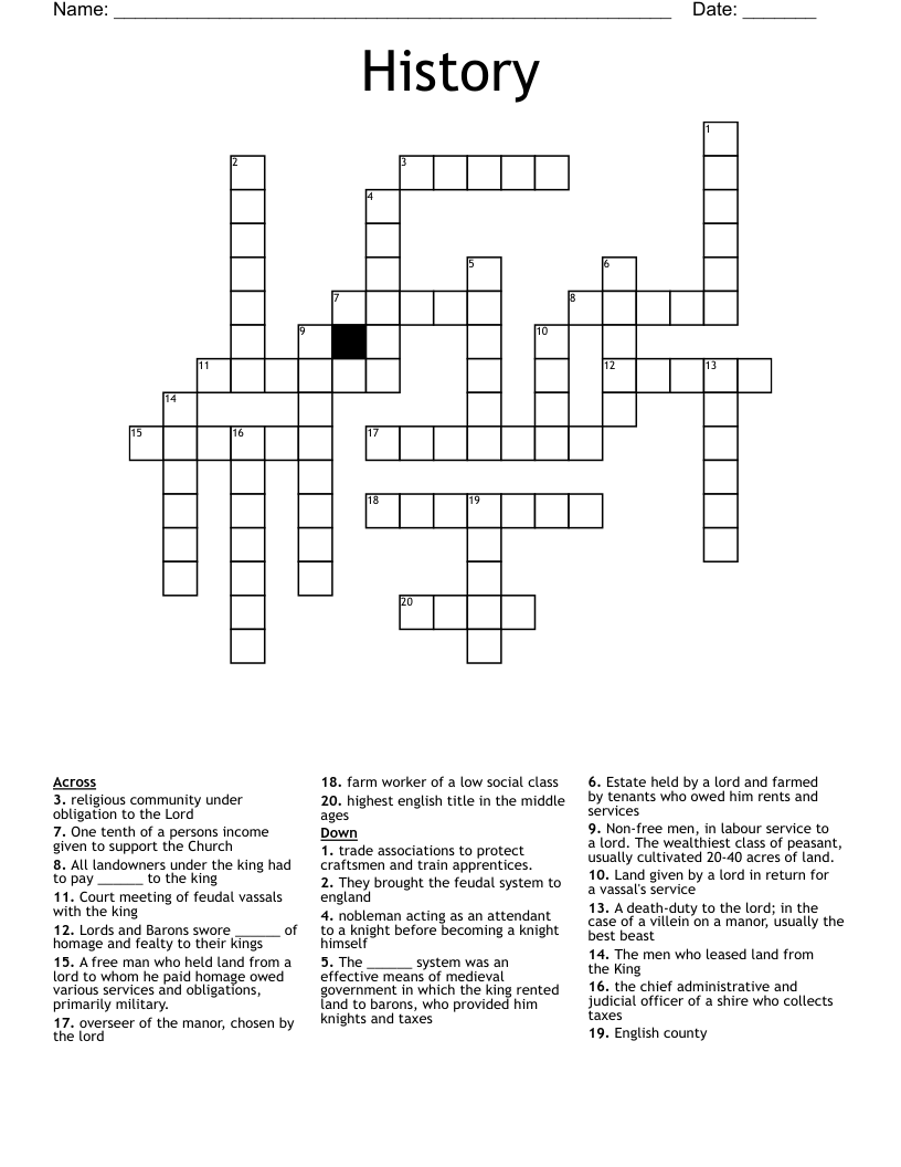History Crossword