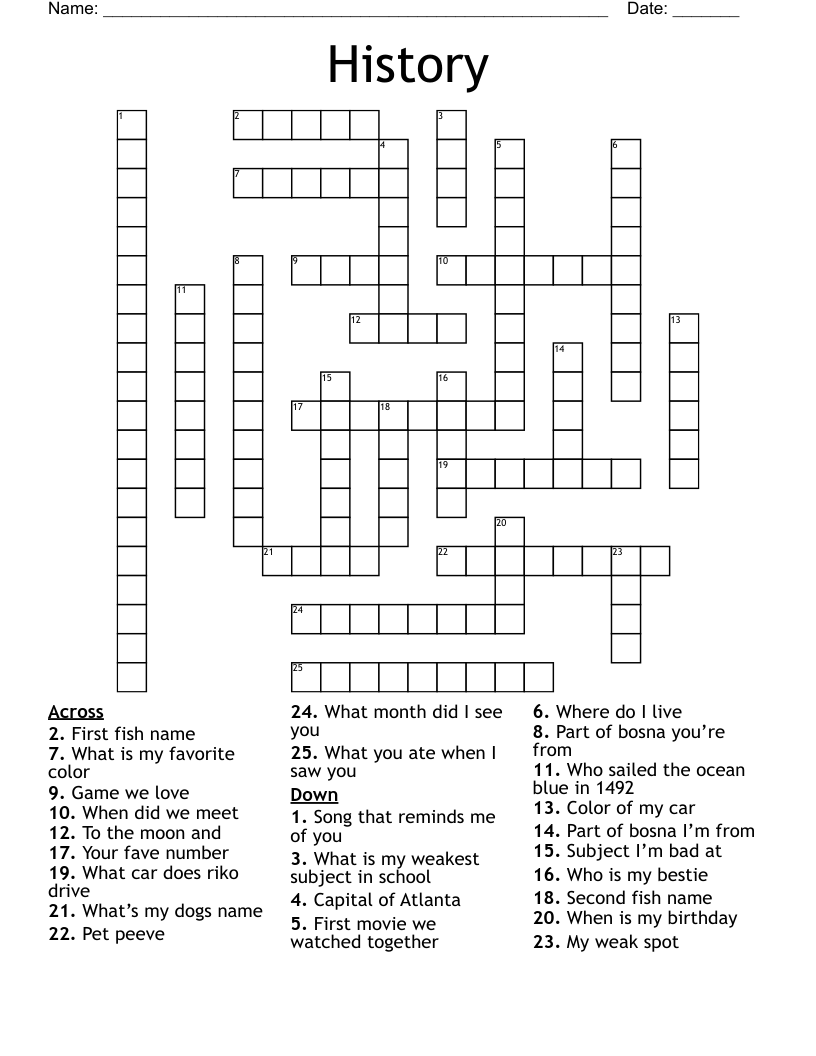 History Crossword