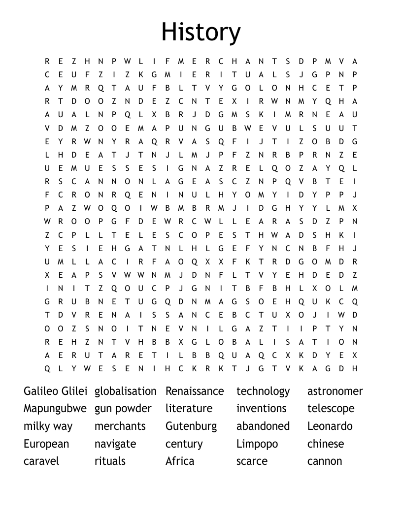History Word Search