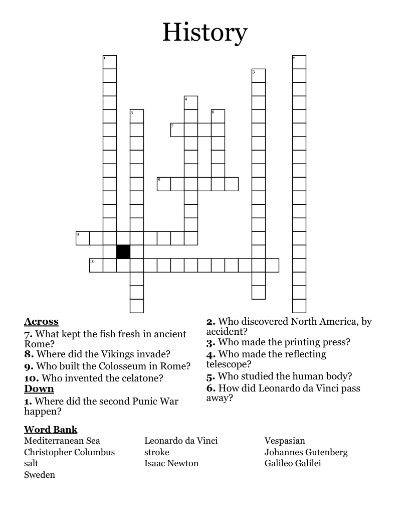 History Crossword