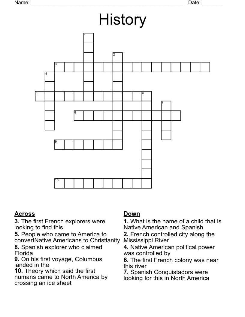 History Crossword