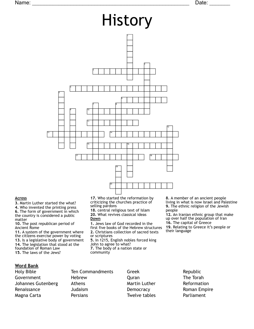 History Crossword